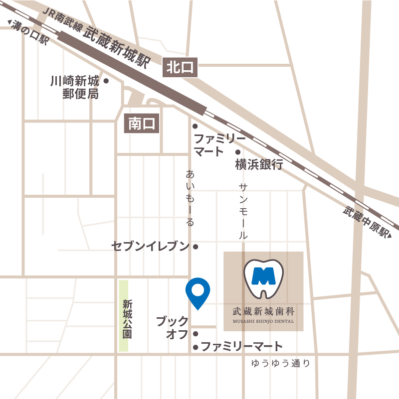 武蔵新城歯科の地図